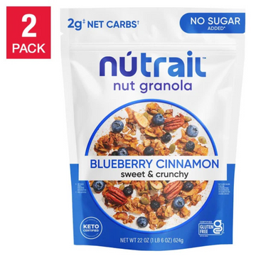 NuTrail No Sugar Added Keto Nut Granola Blueberry Cinnamon -pack 22 oz