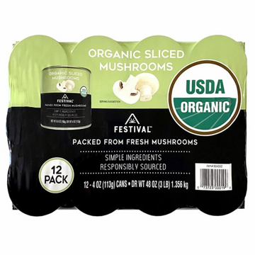 Festival Sliced Organic Mushrooms, 4 oz, 12-count