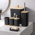 7PCS Bamboo Bathroom Set with Trash Can - Zornits