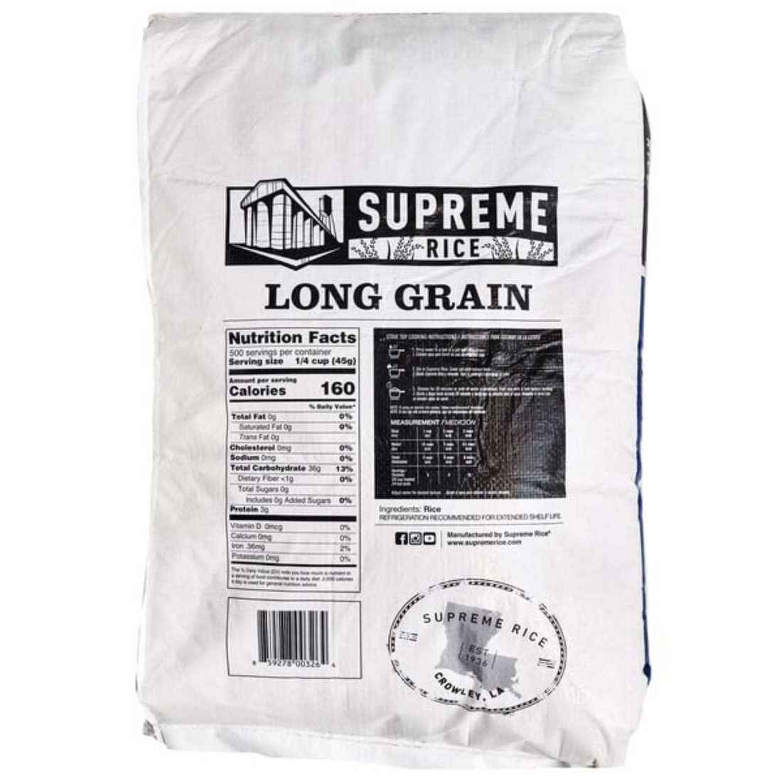 Supreme Rice Long Grain Rice, 50 lbs