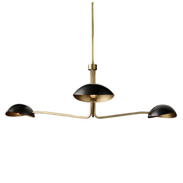 3-Light Brass Sputnik Vintage Round Spider Dome Chandelier Fixture