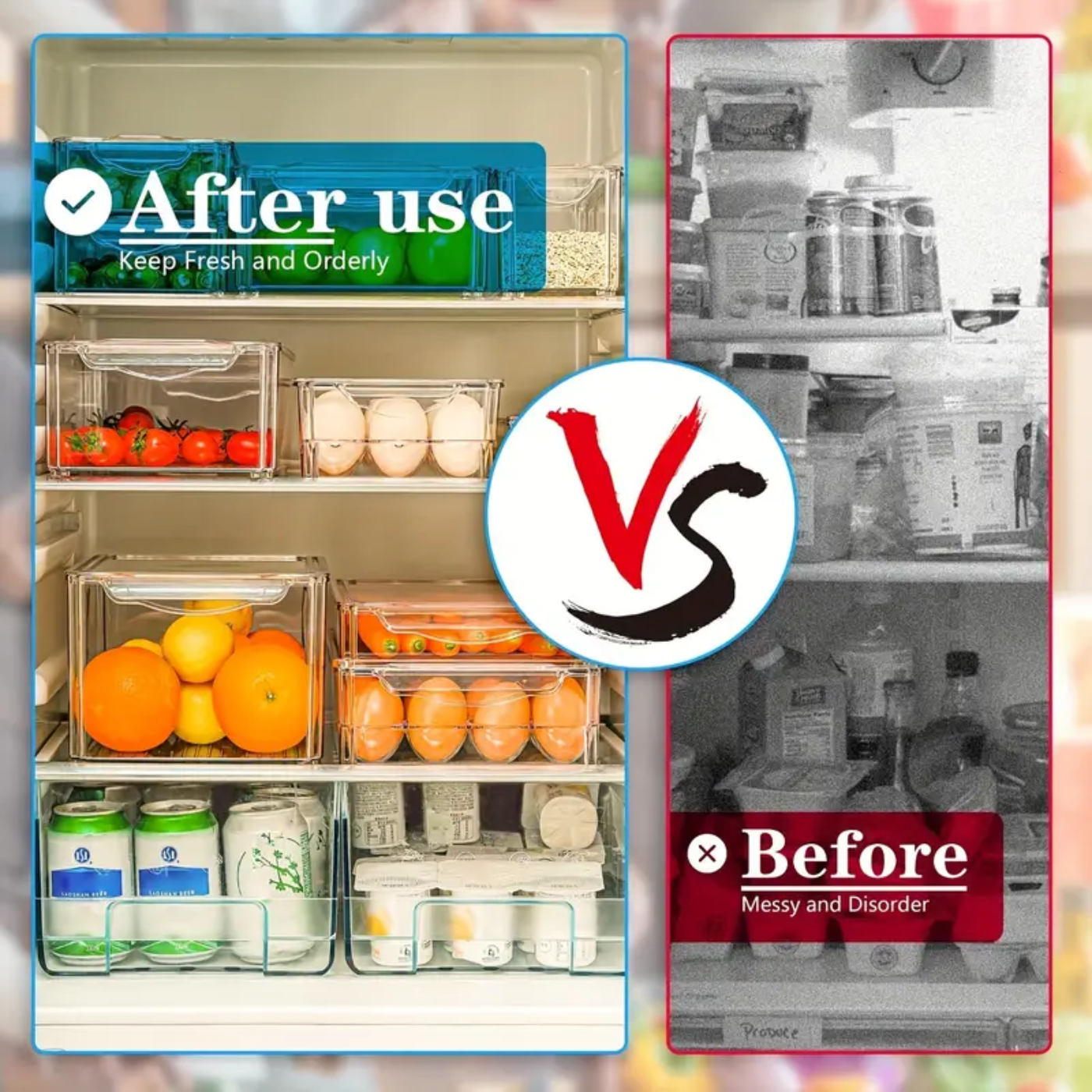 10-Pack Stackable Fridge Organizer Bins - Zornits