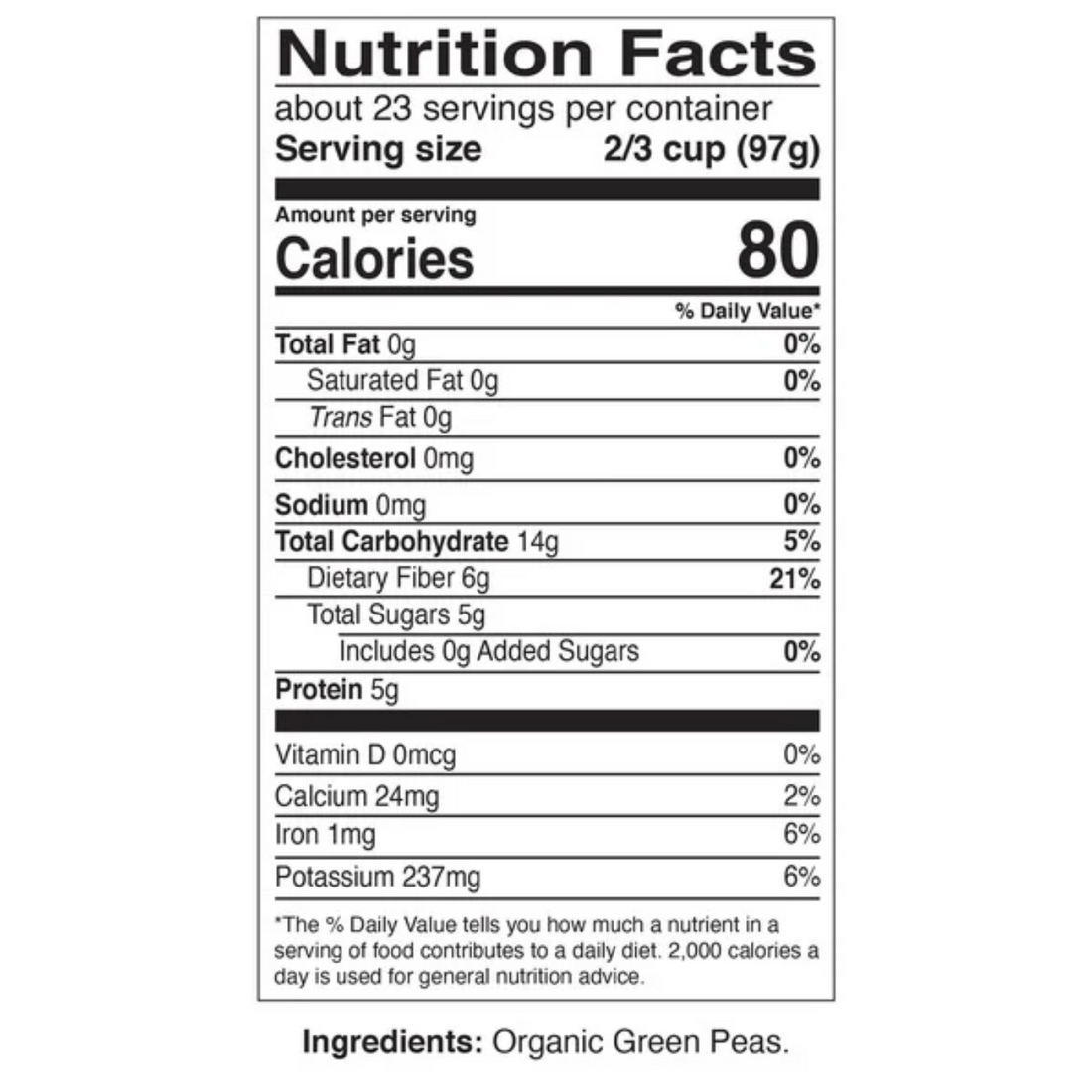 Summers Peak Organic Green Peas, 5 lb