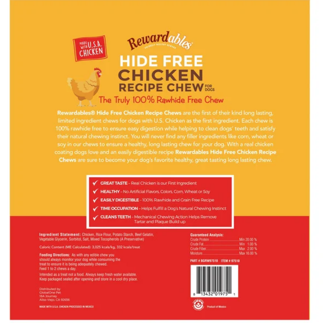 Rewardables Hide Free Chicken Recipe Chew for Dogs, 2.4 lbs
