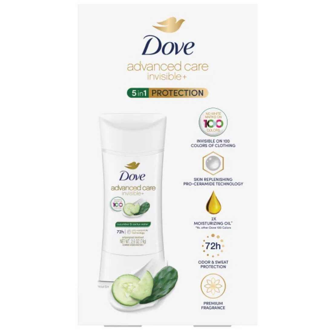 Dove Advanced Care Invisible+ Deodorant, 2.6 oz, 4-pack
