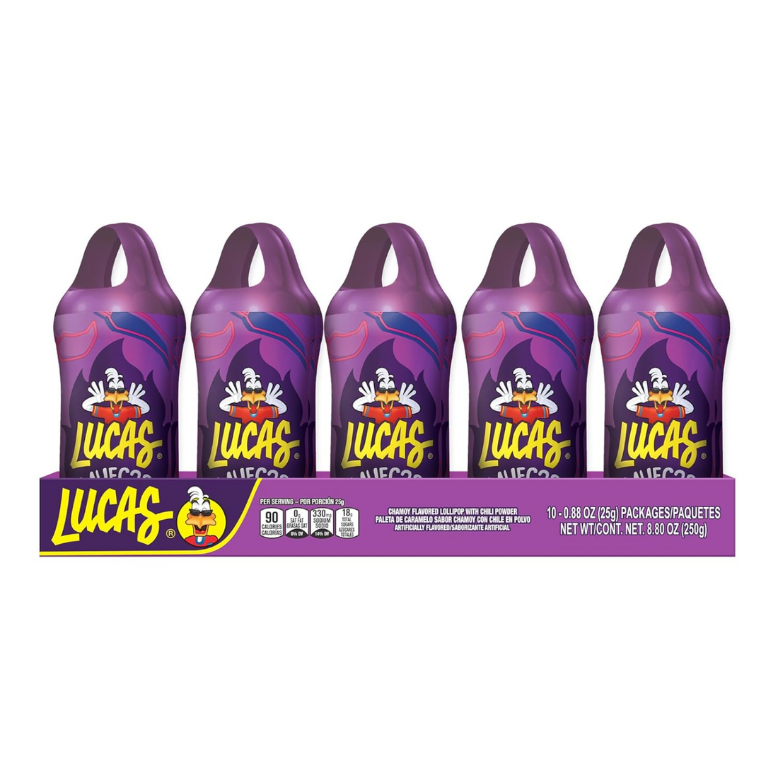 Lucas Muecas Lollipop Chamoy Flavor Candy, 0.96oz - 10 Pieces Pack for Treats, Snack, Parties, Piñatas