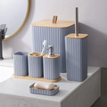7PCS Bamboo Bathroom Set with Trash Can - Zornits
