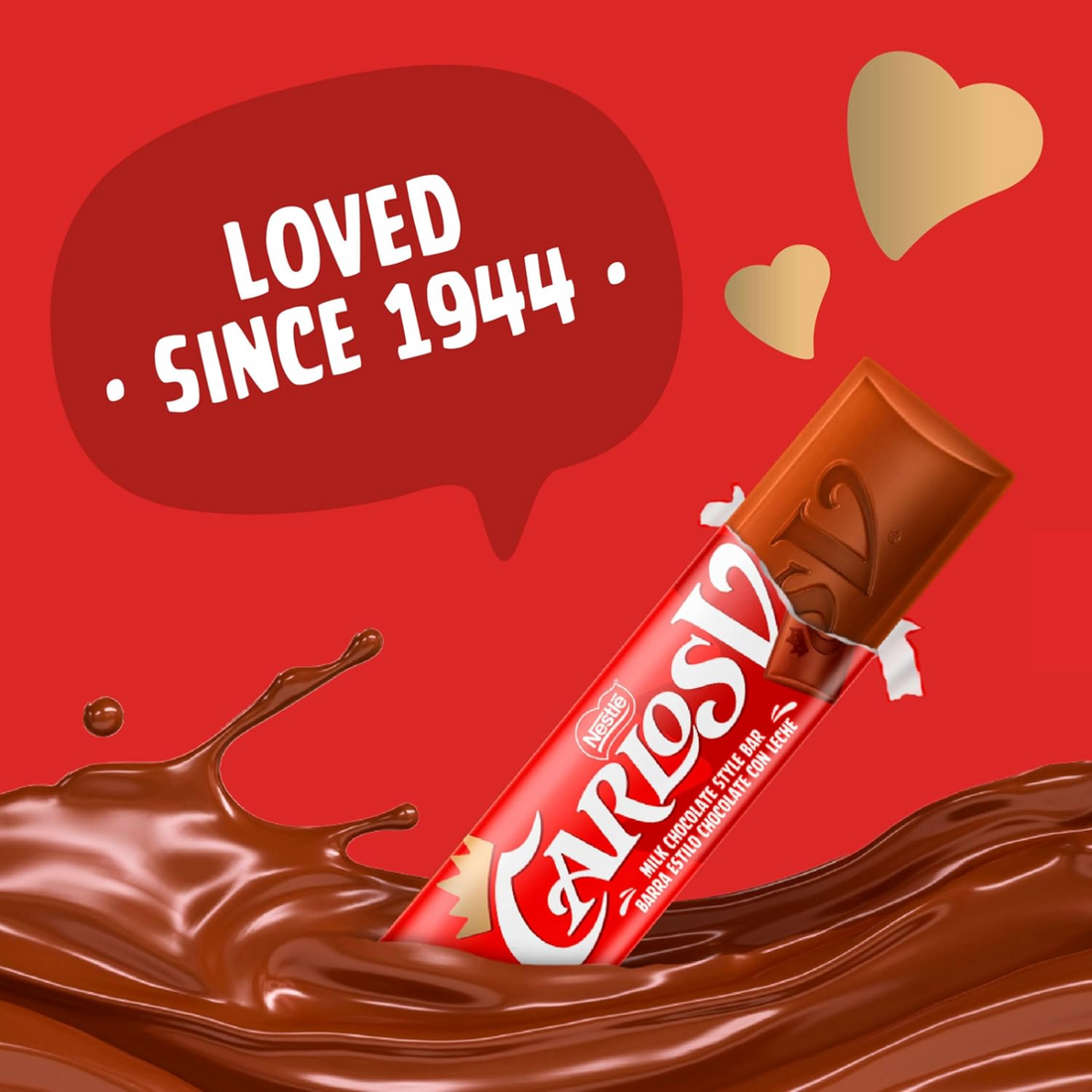 Carlos V Milk Chocolate Style Full-Size Mexican Candy Bar, Bulk Candy Box, Made in Mexico, 32 Count