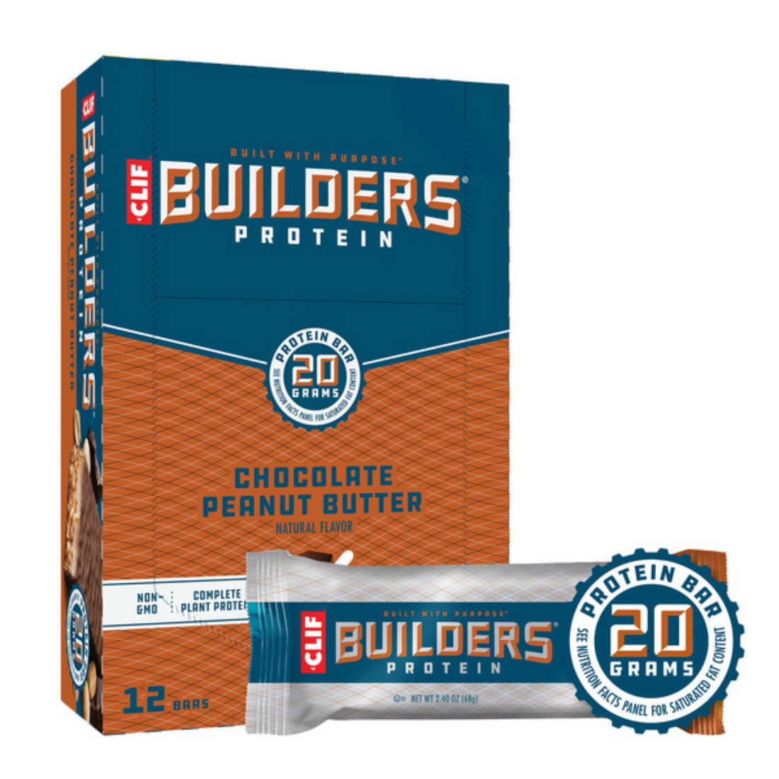Clif Builder's Bar, Chocolate Peanut Butter, 2.4 oz, 12-count