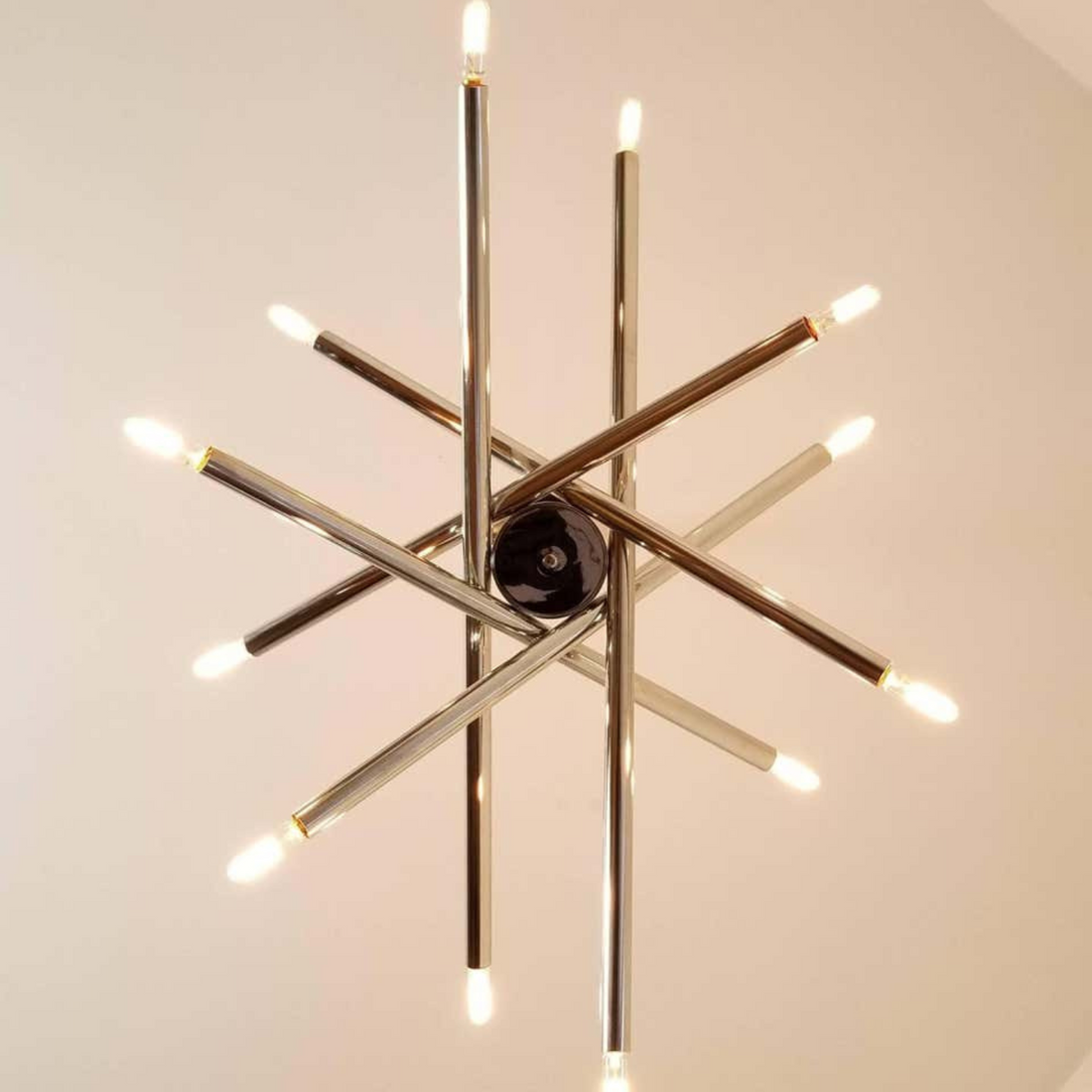 12-Light Stilnovo Chandelier ā Handmade Raw Brass Ceiling Lamp