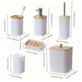 7PCS Bamboo Bathroom Set with Trash Can - Zornits