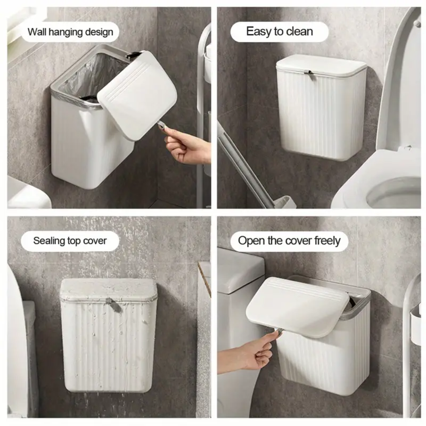 Bathroom Trash Can with Lid - Zornits