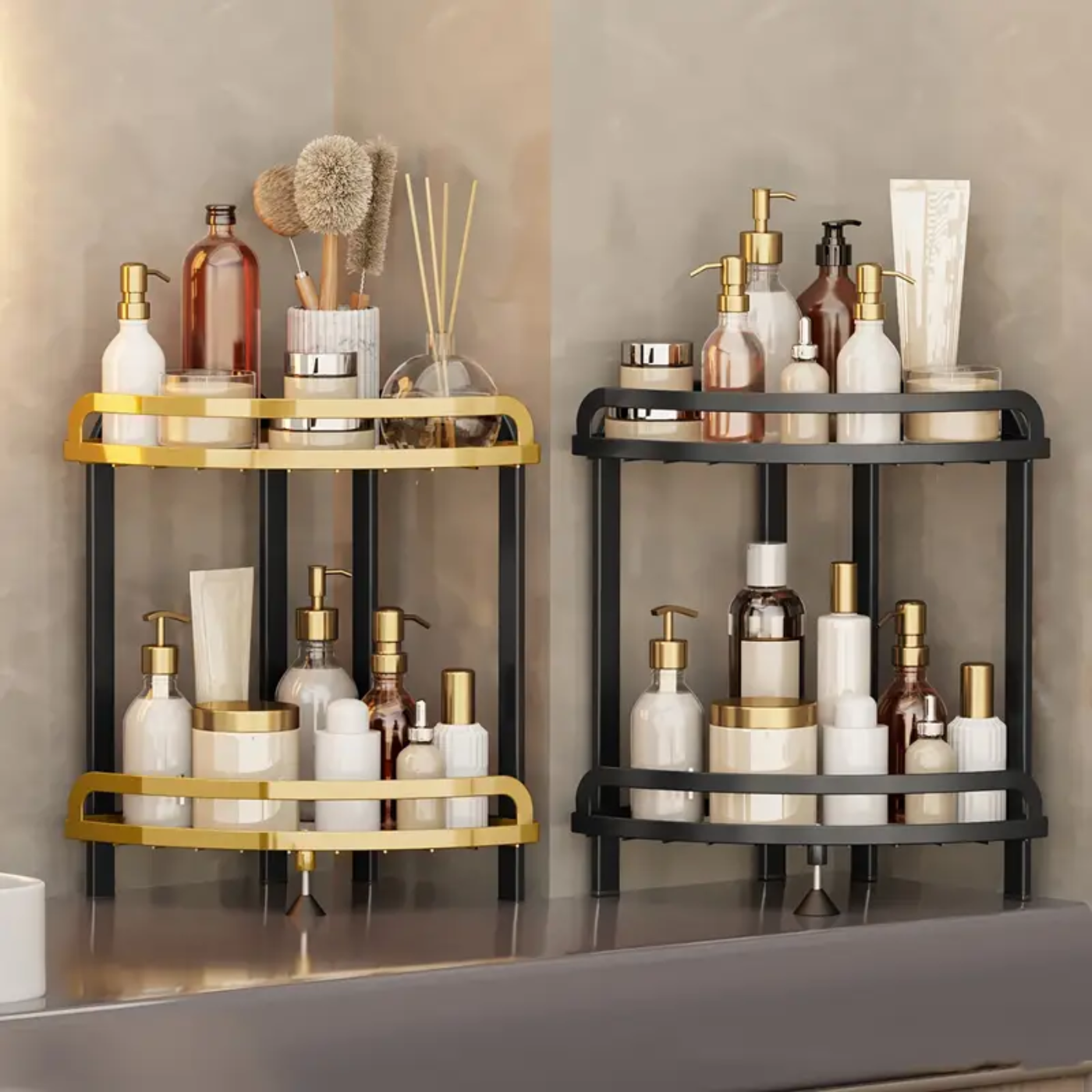 2-Tier Corner Bathroom Organizer Shelf - Zornits