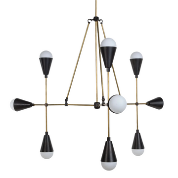 9-Light Karma Brass Sputnik Chandelier – Modern Mid-Century Ceiling Light