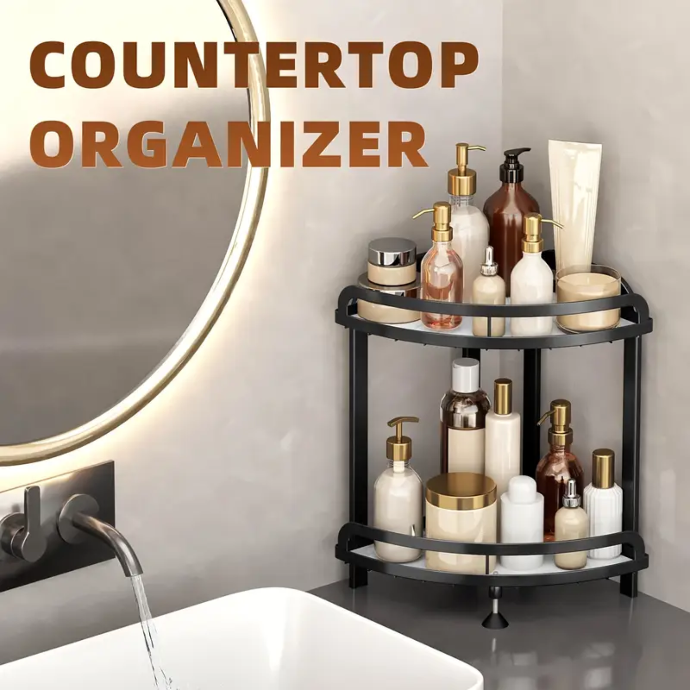 2-Tier Corner Bathroom Organizer Shelf - Zornits