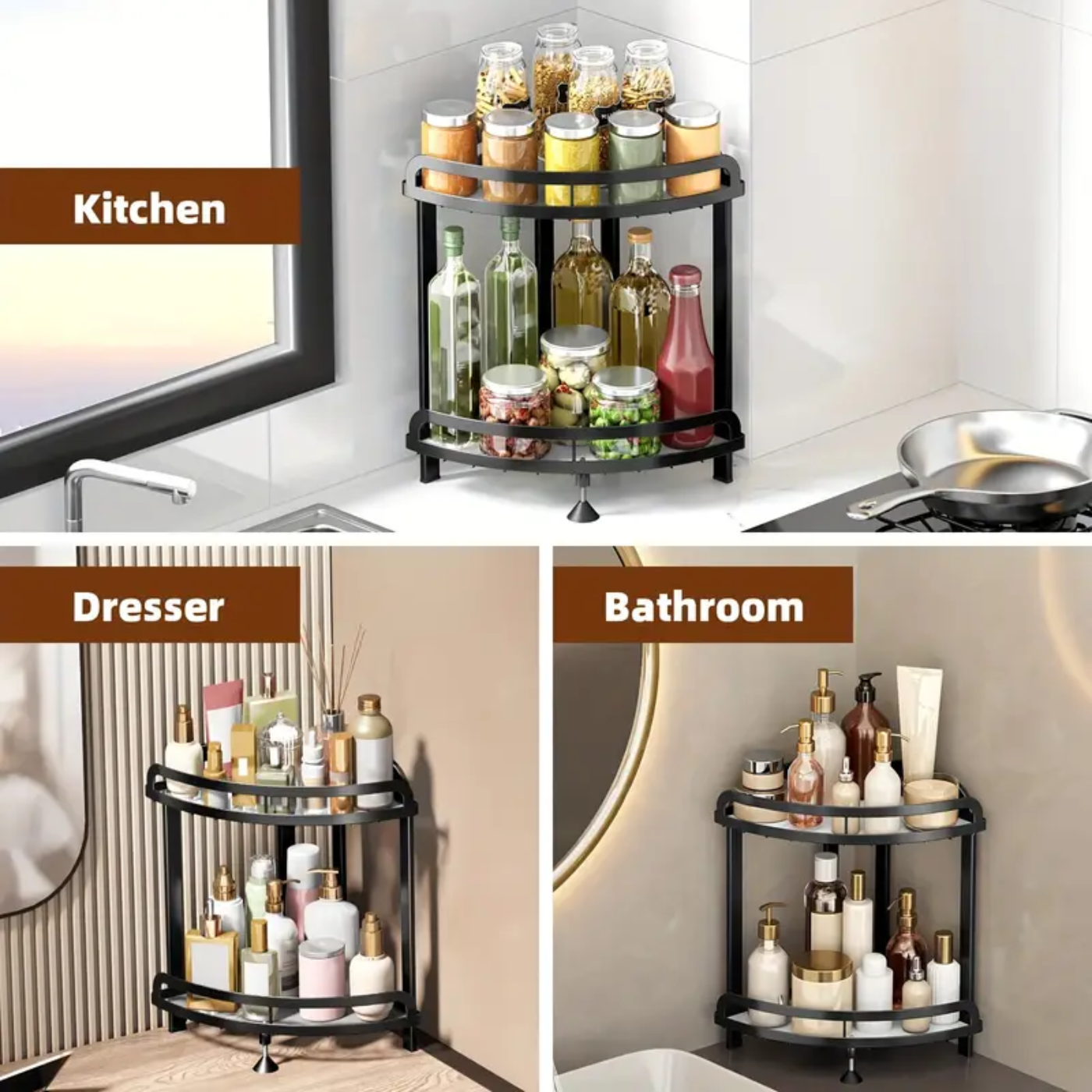 2-Tier Corner Bathroom Organizer Shelf - Zornits