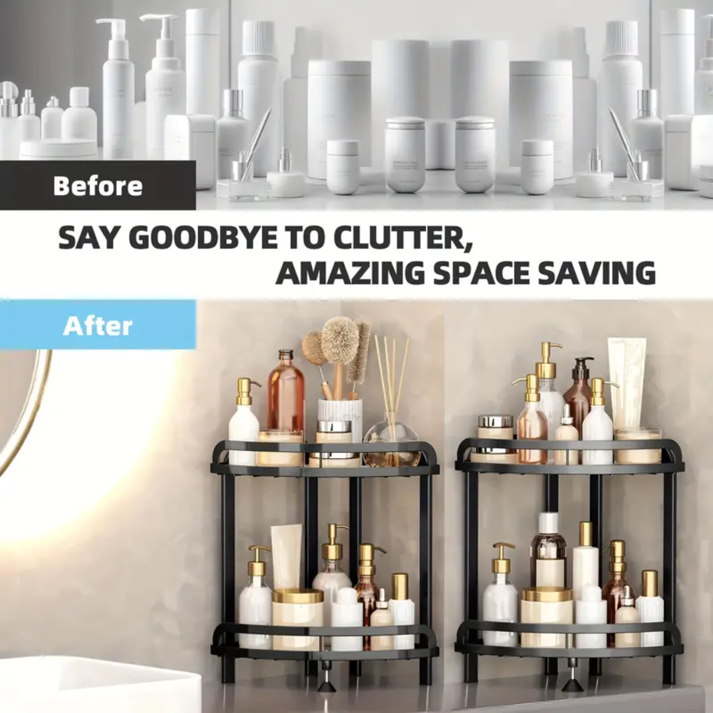 2-Tier Corner Bathroom Organizer Shelf - Zornits