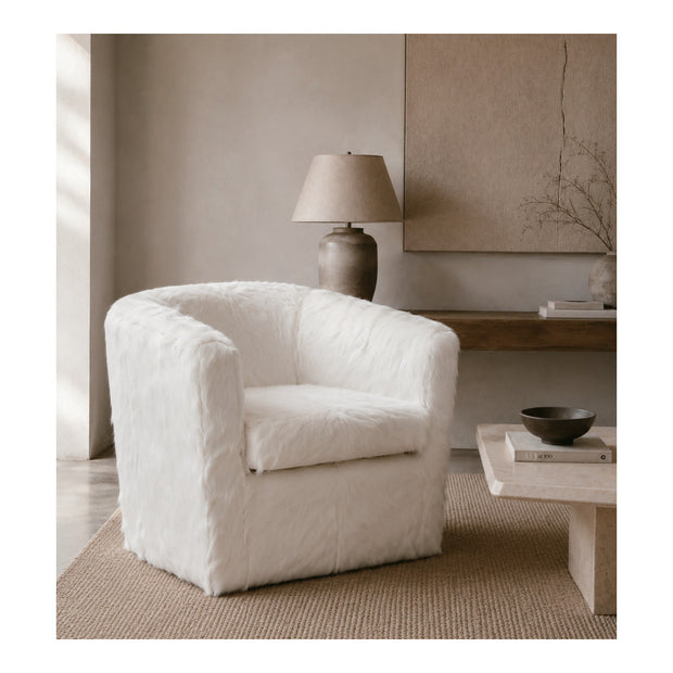 White Hide Tub Chair
