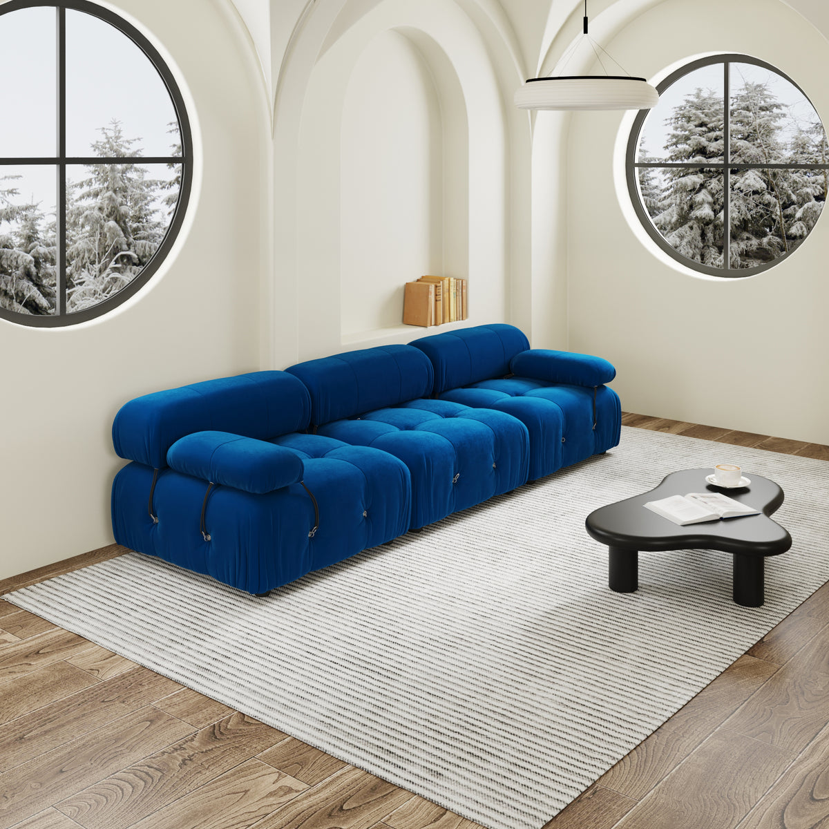 Urban Classic Modular Sofa, Modular Cozy 104-Inch Velvet Sleepers 3-Seaters