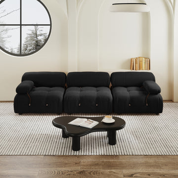 Urban Classic Modular Sofa, Modular Cozy 104-Inch Velvet Sleepers 3-Seaters, Black