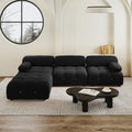 Urban Classic Modular Sofa, Comfort Modular 104-Inch Velvet L-Shaped Sectionals 4-Seaters, Black