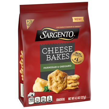 Sargento® Cheese Bakes Parmesan and Oregano Crackers, Cheese Crackers, Lunch Snacks, Bulk Snacks, 16oz Bag