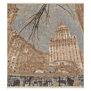 100% Hand Knotted Wool Rug, full view on a white background