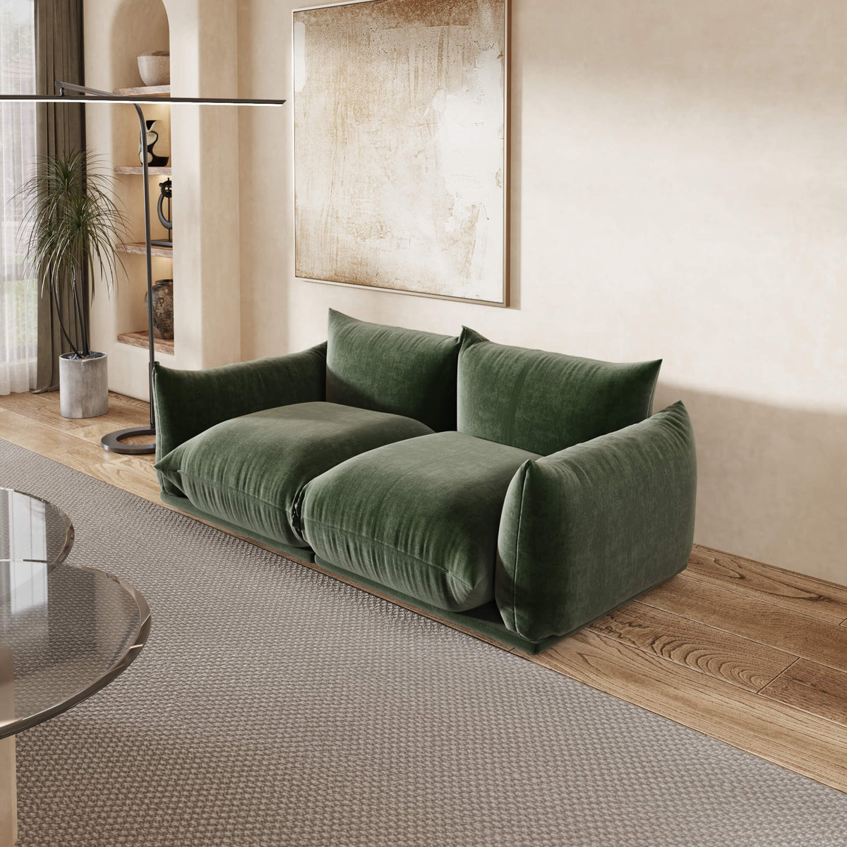 Urban Sectional Sofa, Compact Chenille L-Shaped Sectionals 3-Seaters