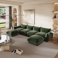 Urban Sectional Sofa, Plush Comfort Chenille U-Shaped Sectionals 6-Seaters, Green