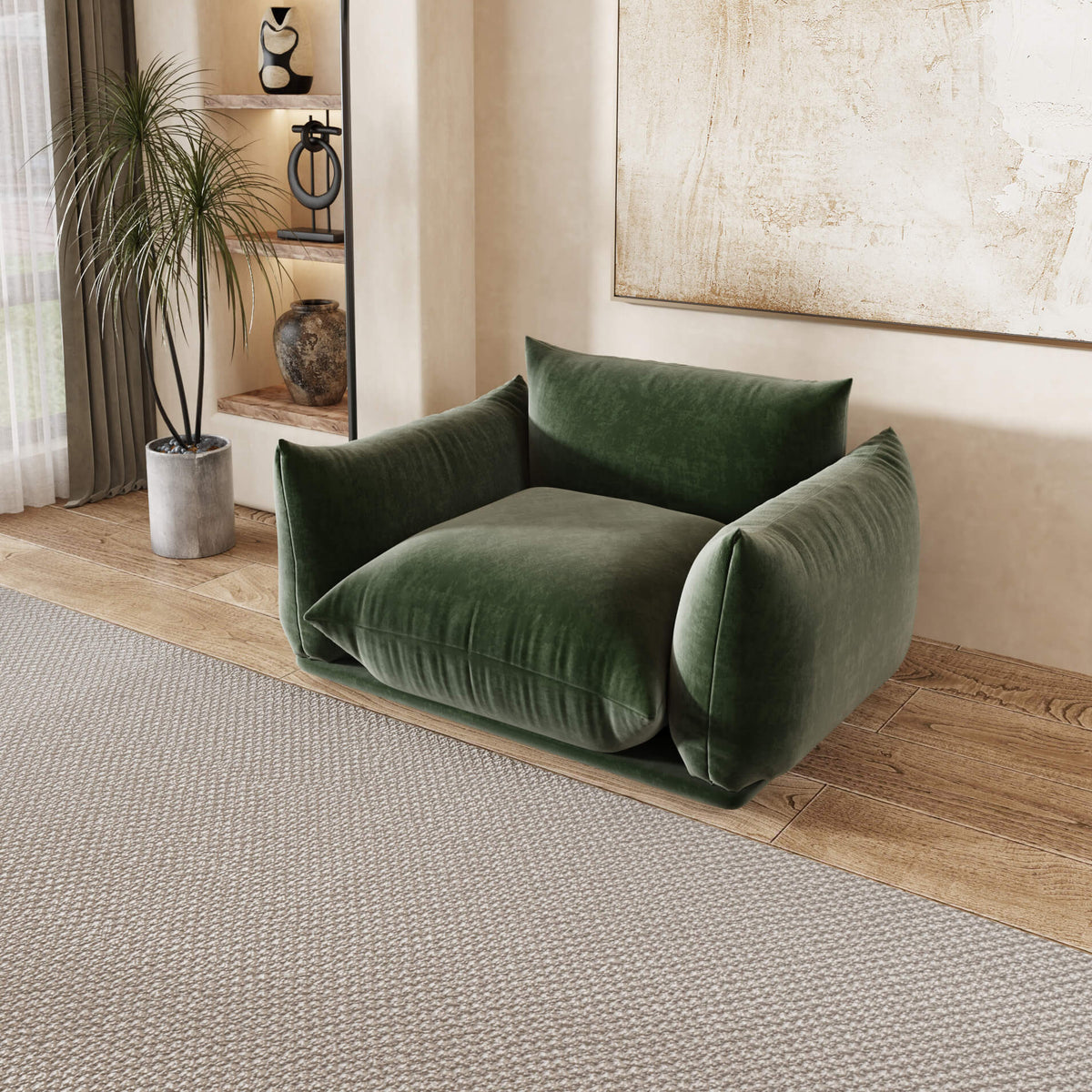 Urban Sectional Sofa, Comfort 50-Inch Chenille Single Sofa 1-Seaters, Green