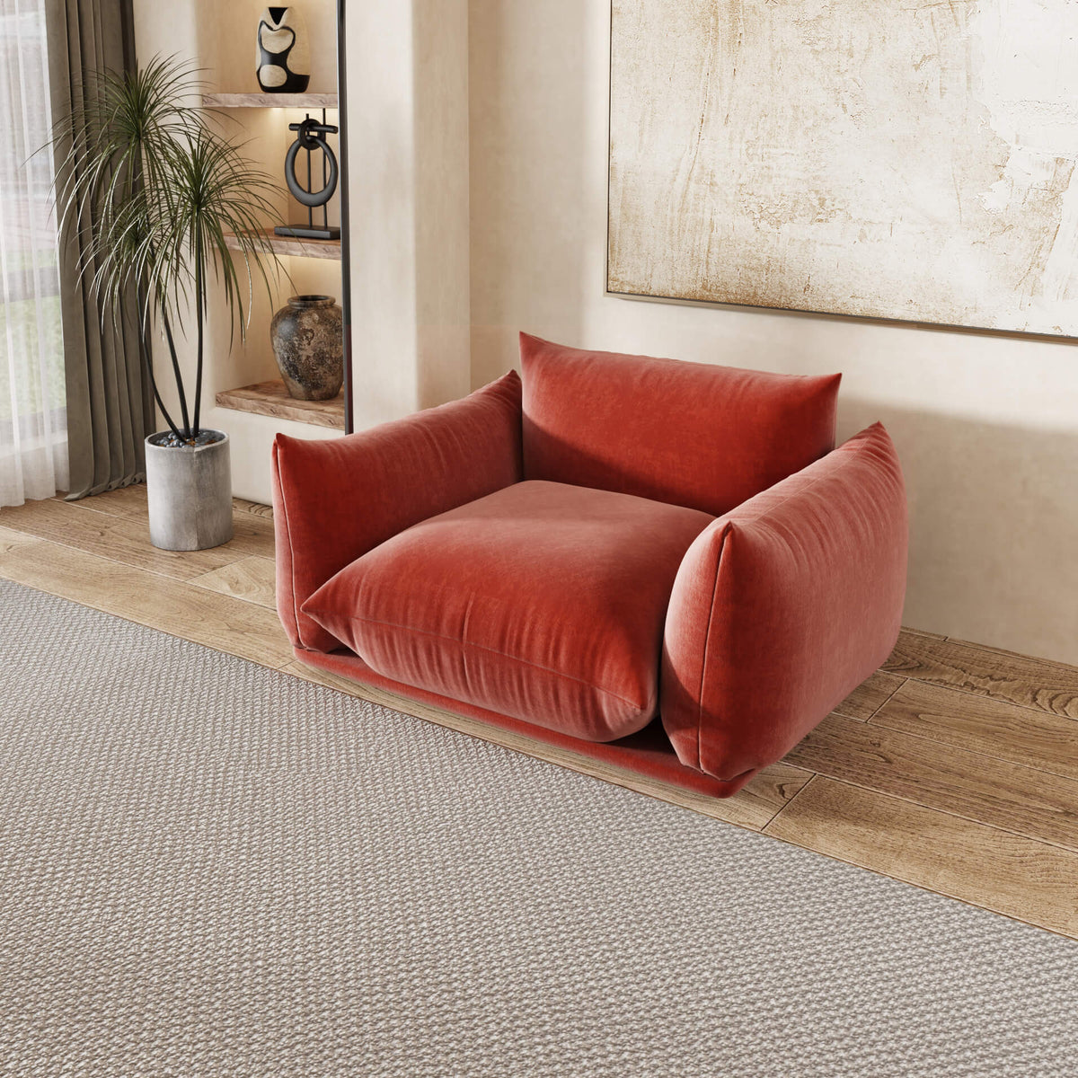 Urban Sectional Sofa, Comfort 50-Inch Chenille Single Sofa 1-Seaters, Orange