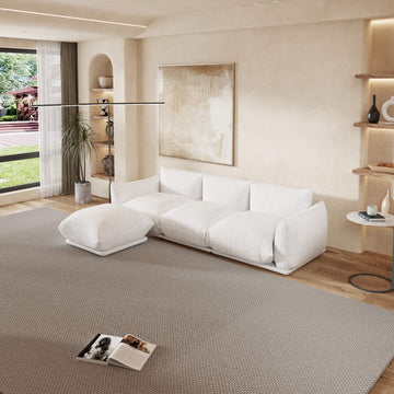 Urban Sectional Sofa, Modular Flexibility 104-Inch Chenille L-Shaped Sectionals 4-Seaters, Beige