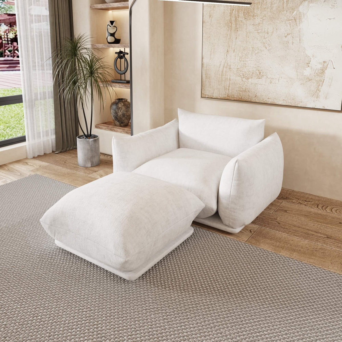 Urban Sectional Sofa, Plush Comfort 27-Inch Chenille Ottomans 1-Seaters