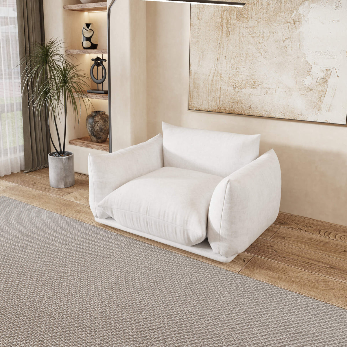 Urban Sectional Sofa, Comfort 50-Inch Chenille Single Sofa 1-Seaters, Beige