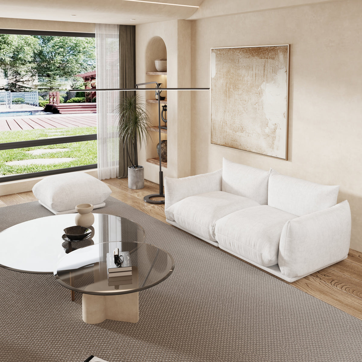 Urban Sectional Sofa, Compact Chenille L-Shaped Sectionals 3-Seaters