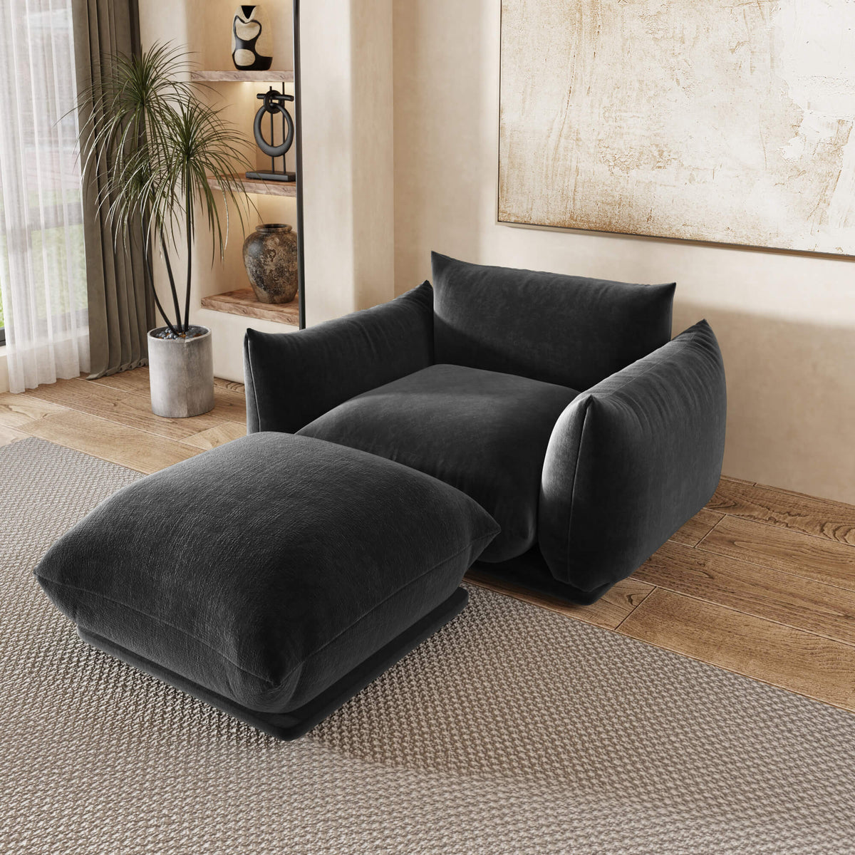 Urban Sectional Sofa, Comfort 50-Inch Chenille Single Sofa 1-Seaters