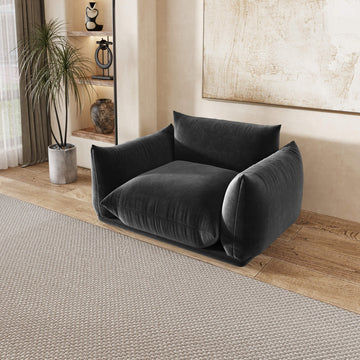 Urban Sectional Sofa, Comfort 50-Inch Chenille Single Sofa 1-Seaters, Black