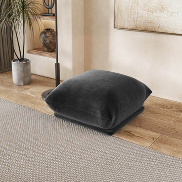 Urban Sectional Sofa, Plush Comfort 27-Inch Chenille Ottomans 1-Seaters, Black