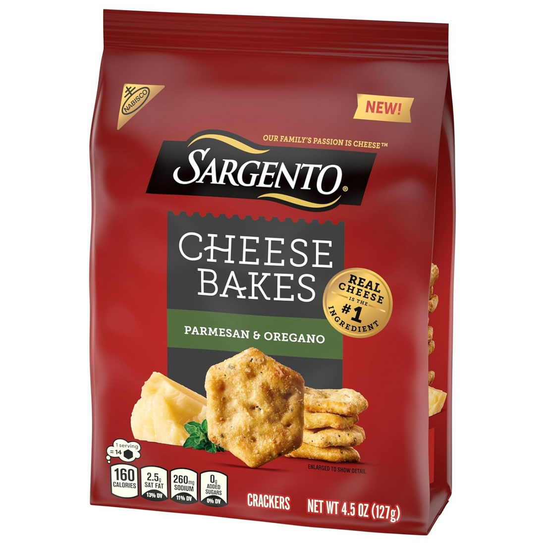 Sargento® Cheese Bakes Parmesan and Oregano Crackers, Cheese Crackers, Lunch Snacks, Bulk Snacks, 16oz Bag