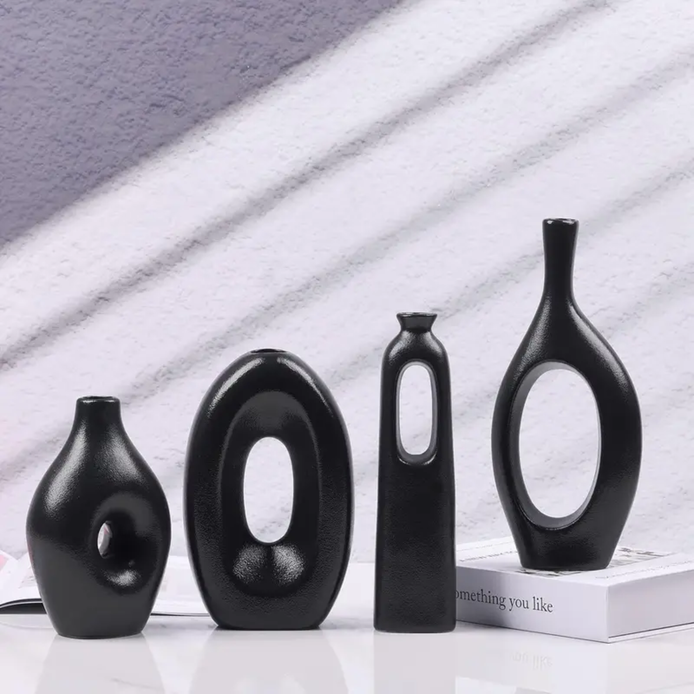 4-Piece White Ceramic Boho Vase Set - Zornits
