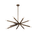 12-Light Stilnovo Chandelier – Handmade Raw Brass Ceiling Lamp in Antique Brass