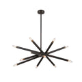 12-Light Stilnovo Chandelier – Handmade Raw Brass Ceiling Lamp in Blackened Brass