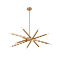 12-Light Stilnovo Chandelier – Handmade Raw Brass Ceiling Lamp in Brushed Brass