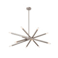 12-Light Stilnovo Chandelier – Handmade Raw Brass Ceiling Lamp in Brushed Chrome