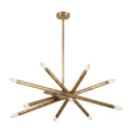 12-Light Stilnovo Chandelier – Handmade Raw Brass Ceiling Lamp in raw brass