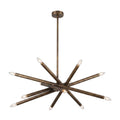 12-Light Stilnovo Chandelier – Handmade Raw Brass Ceiling Lamp in antique brass