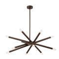 12-Light Stilnovo Chandelier – Handmade Raw Brass Ceiling Lamp in blackened brass
