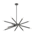 12-Light Stilnovo Chandelier – Handmade Raw Brass Ceiling Lamp in antique black