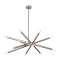 12-Light Stilnovo Chandelier – Handmade Raw Brass Ceiling Lamp in brushed chrome