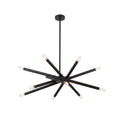 12-Light Stilnovo Chandelier – Handmade Raw Brass Ceiling Lamp in Matt Black